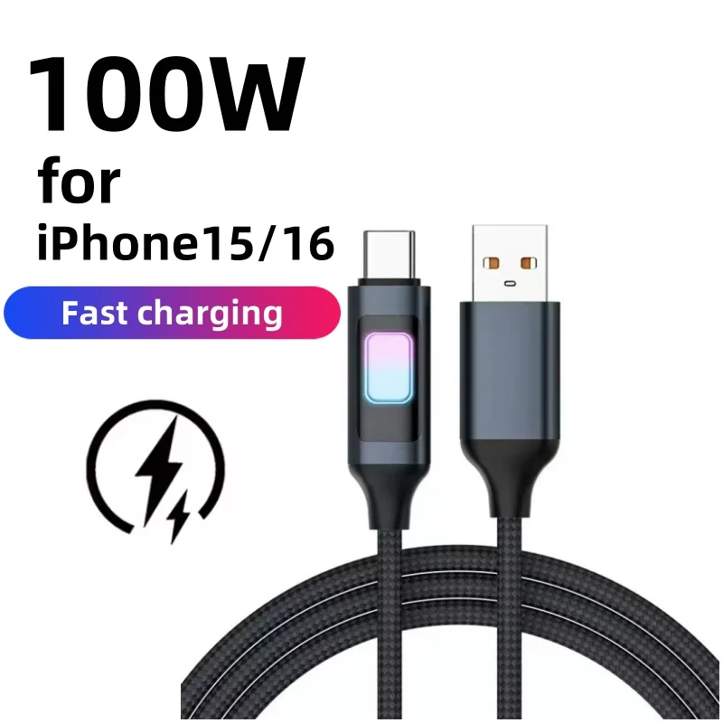 Cable USB a tipo C de 100W, Cable de carga súper rápida para teléfono, Cable de datos iPhone15/16 de 100W para Huawei xiaomi Oppo Vivo 
