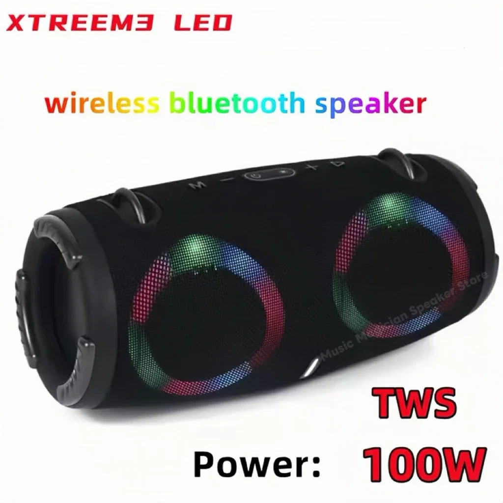 Altavoz portátil impermeable con Bluetooth de alta potencia, 100W, luz colorida RGB, Subwoofer Inalámbrico, estéreo envolvente, Boombox - imagen 3