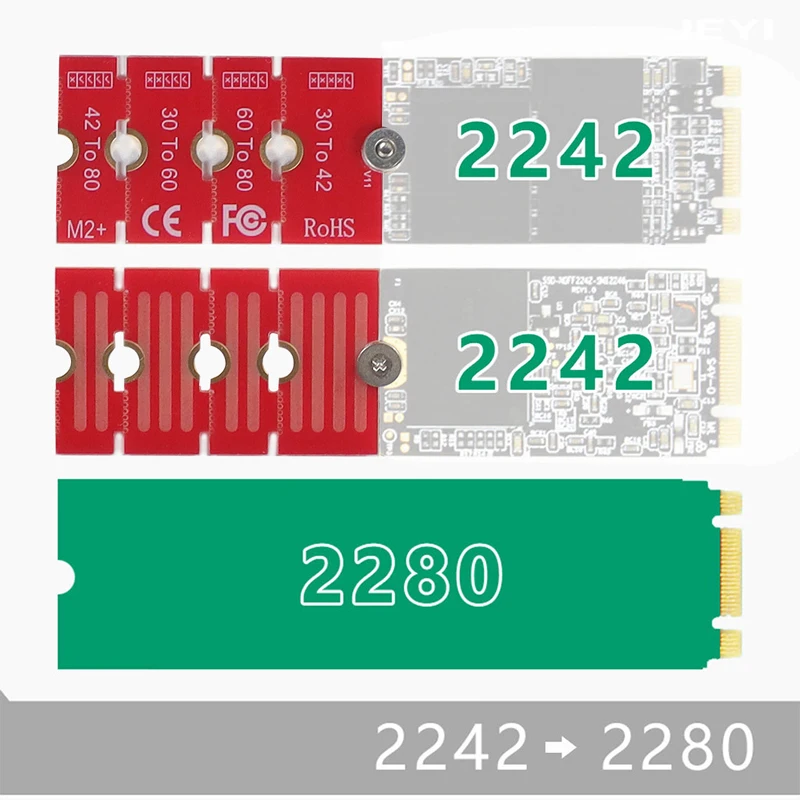 Tarjeta de placa de extensión de longitud M.2 NGFF NVME SSD para 2230 2242 2260 para extender la longitud para adaptarse a 2280 ranura 2230 a 2242 Tarjeta de extensión - imagen 5