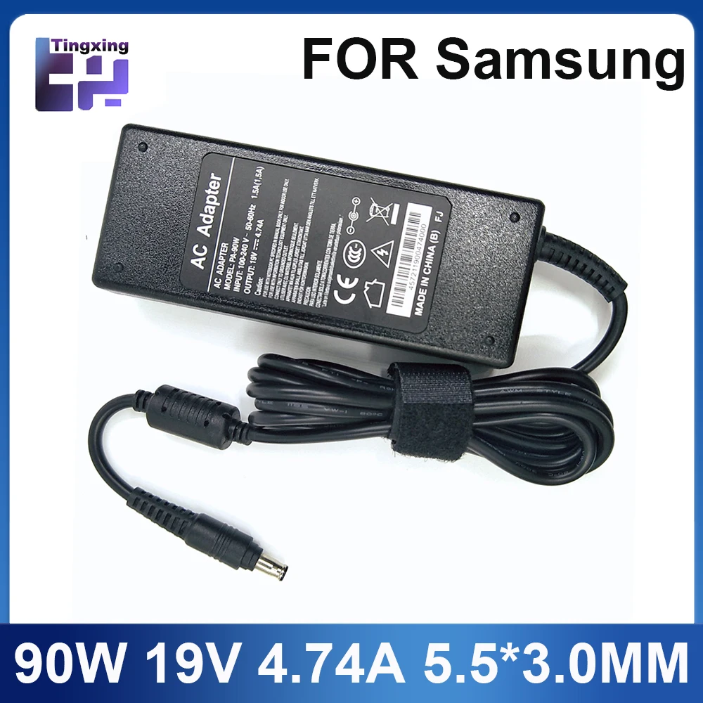 19V 4.74A 90W 5,5*3,0mm AC cargador de ordenador portátil adaptador de corriente para Samsung R428 R410 G15 GT6000 M30 P10 UltraR60 + R65 R520 R528 R540