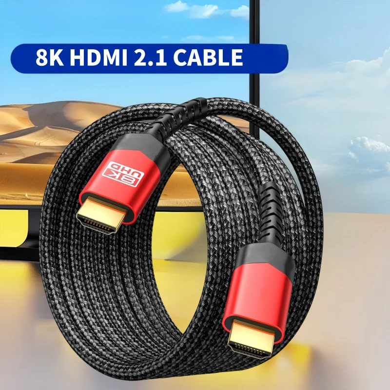 Cables HDMI 2,1 de 8K, Cord-4K trenzada de alta velocidad, 48Gbps, @ 120Hz, 8K @ 60Hz, Compatible con Roku TV/PS5/PS4/HDTV/RTX 3080 3090 - imagen 2