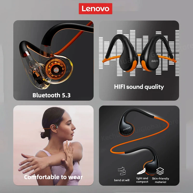 Original Lenovo X7 auriculares de conducción de aire inalámbricos Bluetooth 5,3 auriculares de conducción ósea auriculares deportivos micrófono con gancho para la oreja al aire libre - imagen 5