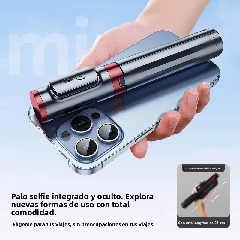 Palo de Selfie de 1,1 m, soporte para teléfono de diseño integrado portátil, elástico ultralargo, control remoto por Bluetooth con trípode de luz de relleno - imagen 4
