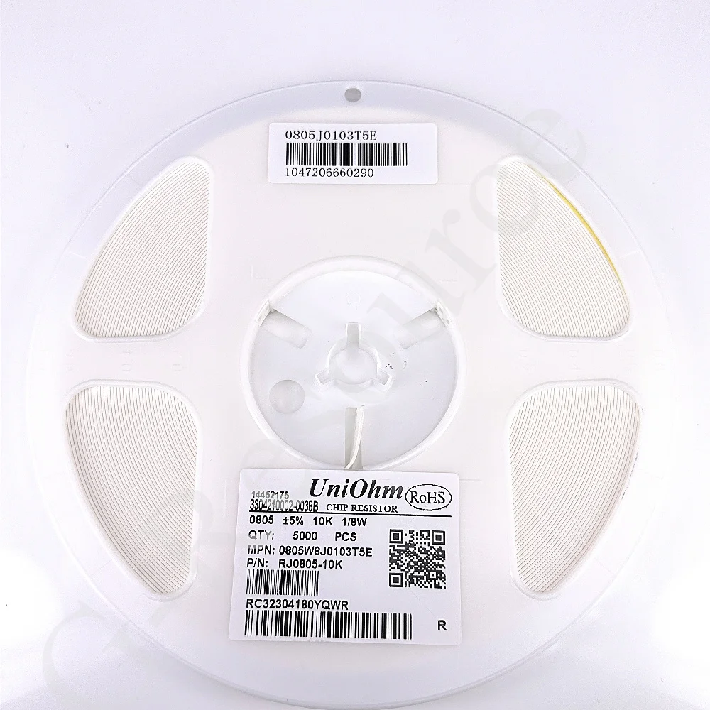 (100 piezas) 0805W8J0103T5E Resistencia al parche 0805 10KΩ 5% 1/8W 0805
