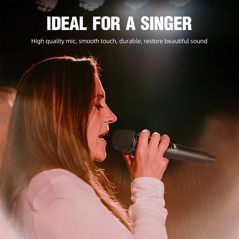 Debra DU4004 UHF Mic Sistema de micrófono inalámbrico para conferencias Auriculares Lavalier, micrófono de mano para bodas, karaoke - imagen 2