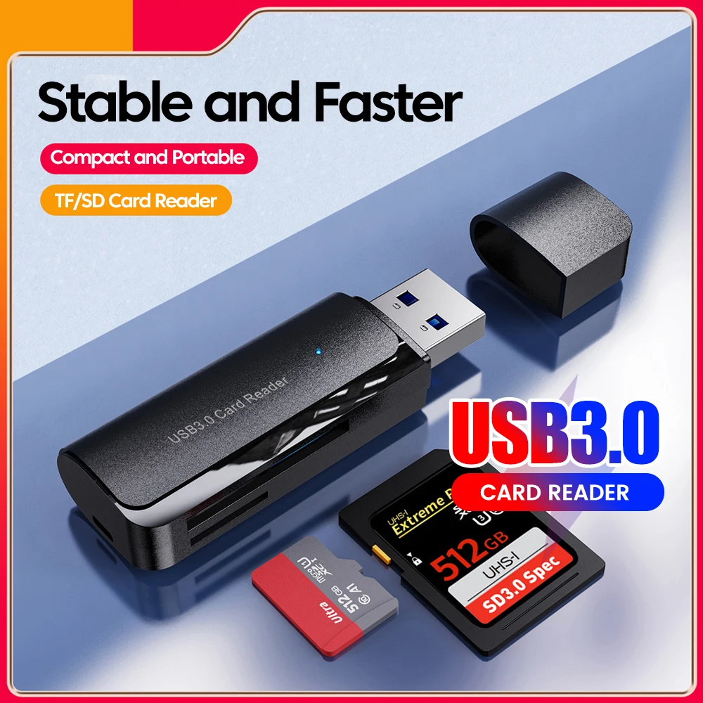 Lector de tarjetas USB 3,0 2 en 1, adaptador de tarjeta SD/TF, tarjeta de memoria, lector de tarjetas de alta velocidad, adaptador USB OTG para cámara, accesorios para portátiles