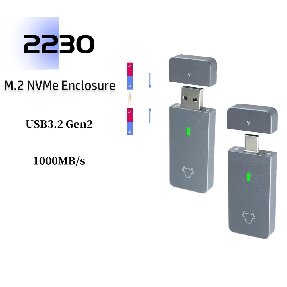 M.2 NVMe 2230 SSD caja USB A USB C adaptador 10Gbps USB3.2 Gen2 caja portátil para M2 2230 NVMe SN740/530/PM991a/BG4/BC711