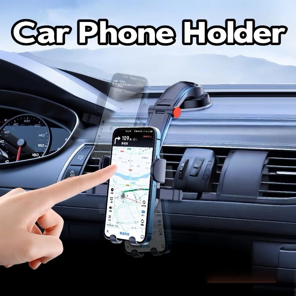 Soporte de teléfono con ventosa para coche, soporte para móvil GPS, ventosa ajustable, pantallas horizontales y verticales disponibles
