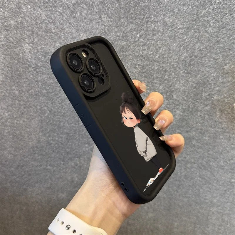 Funda de teléfono suave con estampado de chica enojada minimalista para Xiaomi Poco X6 X5 F5 F6 M6 X7 Pro Mi 15 14T 14 13T 13 12T 12 11 Lite - imagen 3