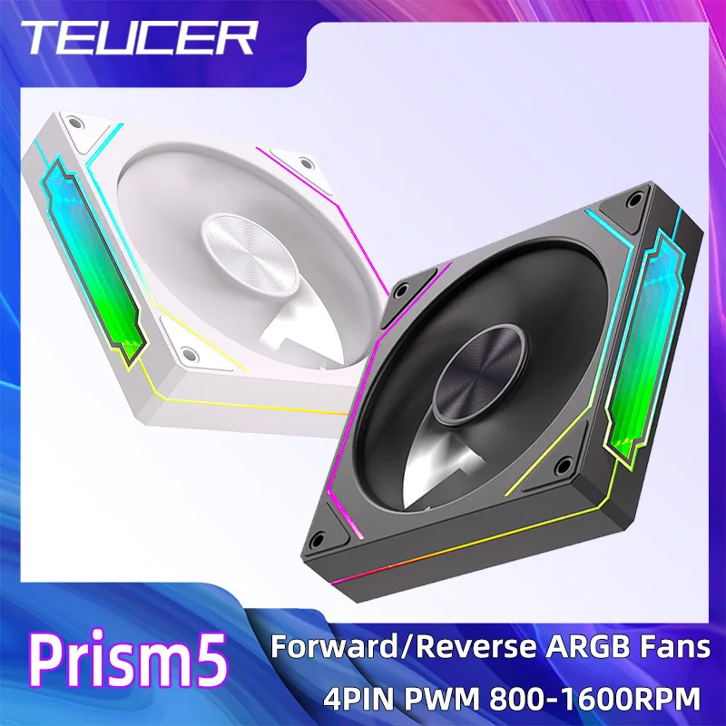 Prism 5 PRO 120mm Ventilador Argb Pc Case Ventiladores 4PIN PWM 5V-3PIN Cpu Enfriador de agua PC Gamer Kit de refrigeración Ventiladores Rgb Ventilador