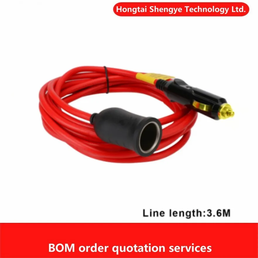Con fusible de 15A, 12V, 24V, enchufe de 3,6 M, enchufe hembra, cable cargador de coche, cable de enchufe de extensión macho para encendedor de coche