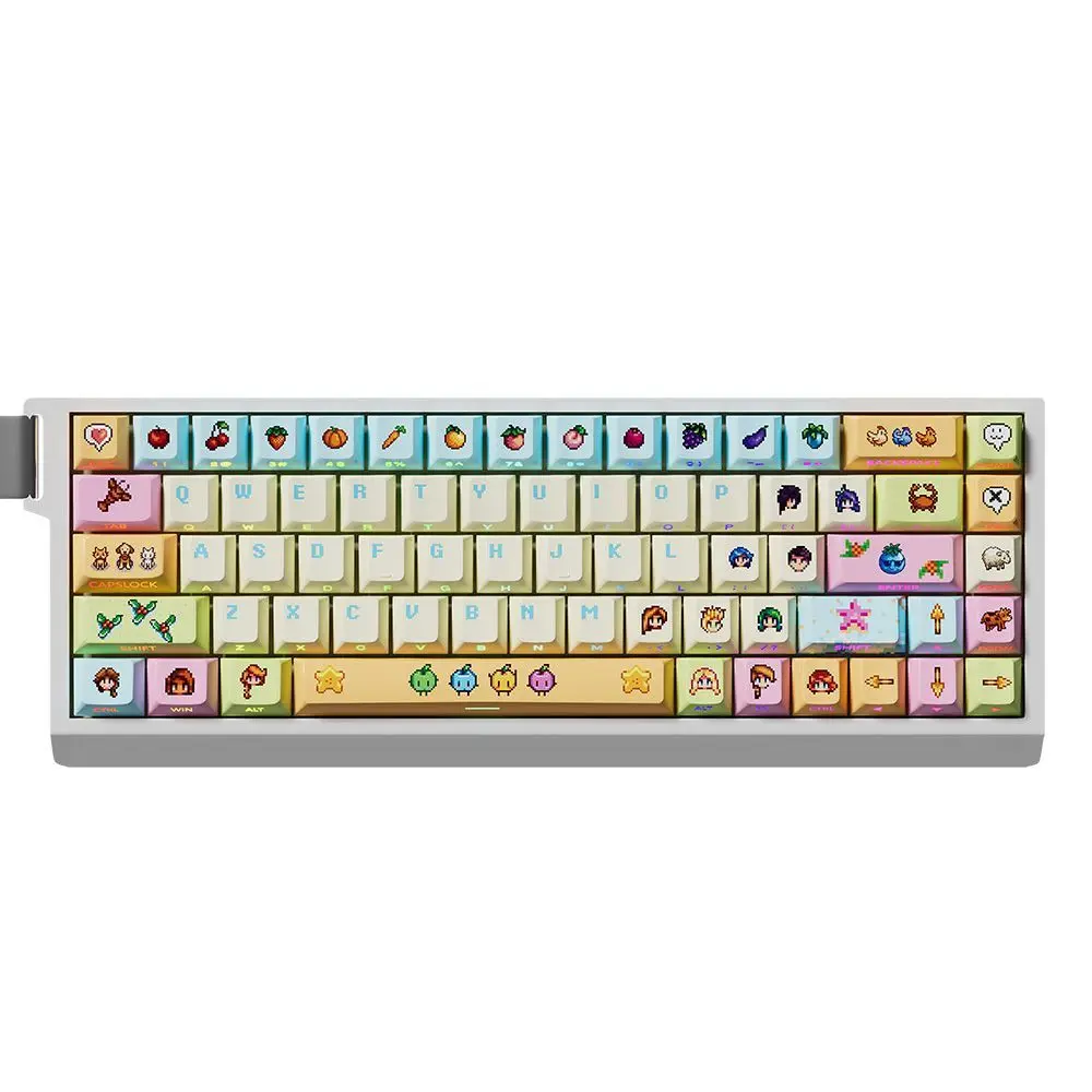 Llavero con teclado mecánico Xinglu Valley, juego de teclas translúcidas grabadas lateralmente, PBT, lindo, tapa de cereza, veteado de 74 teclas - imagen 4