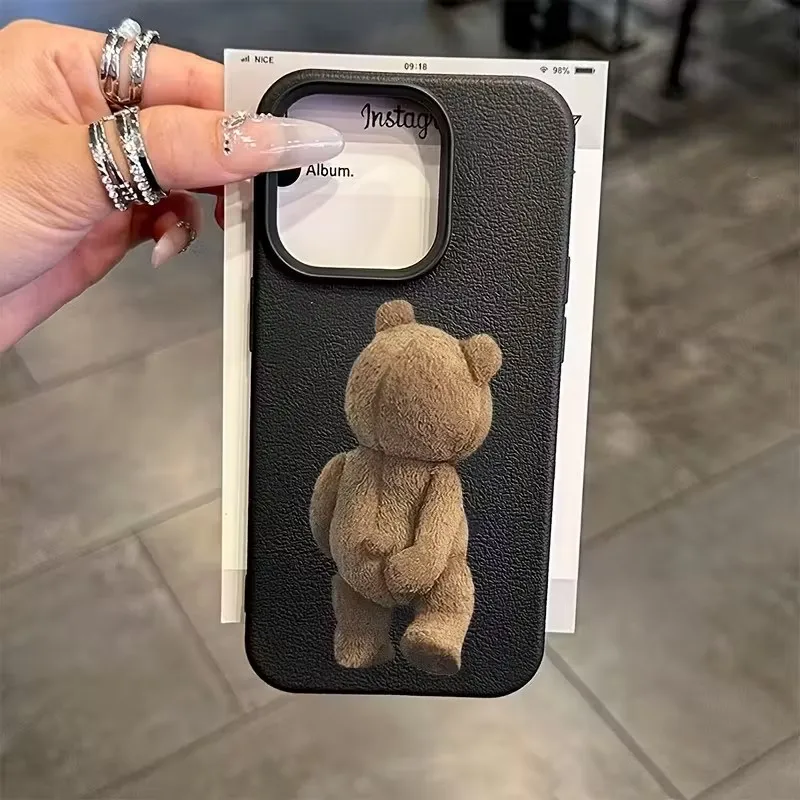 Funda de teléfono con diseño de oso táctil para iPhone 11, 12, 13, 14, 15, 16, 17 Pro Max XS X XR 16E 16 Plus 17, funda de silicona suave de aire - imagen 2
