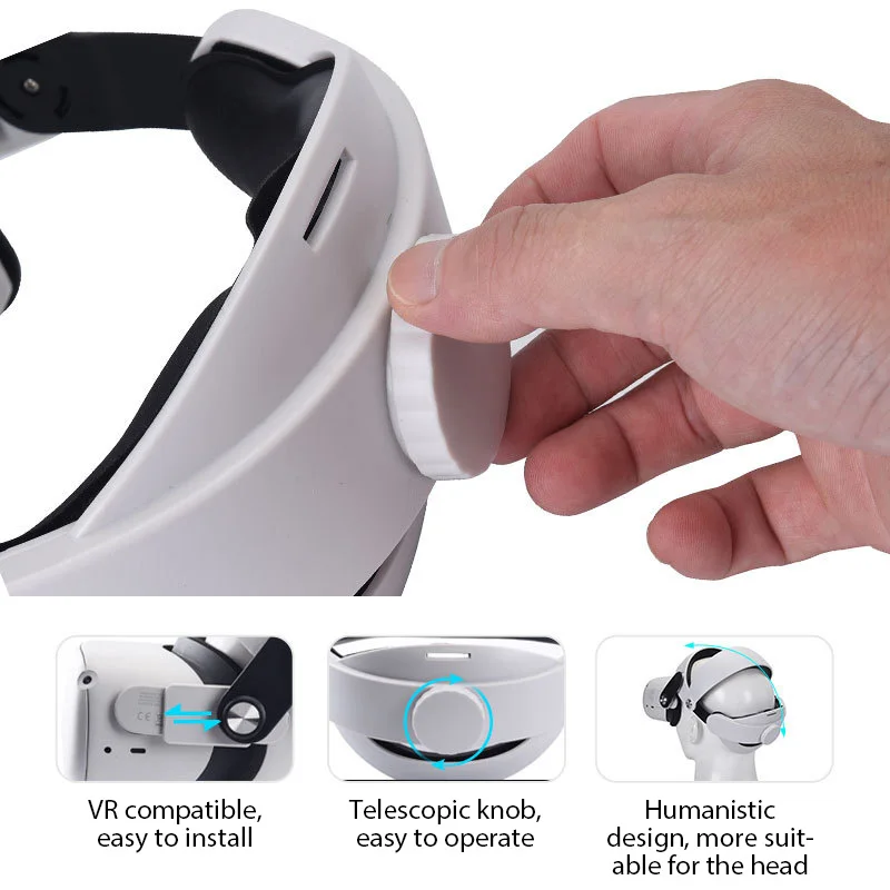 Correa para la cabeza ajustable para gafas Oculus Quest 2 VR, accesorios para la cabeza ajustables, cómodos y reemplazables - imagen 4