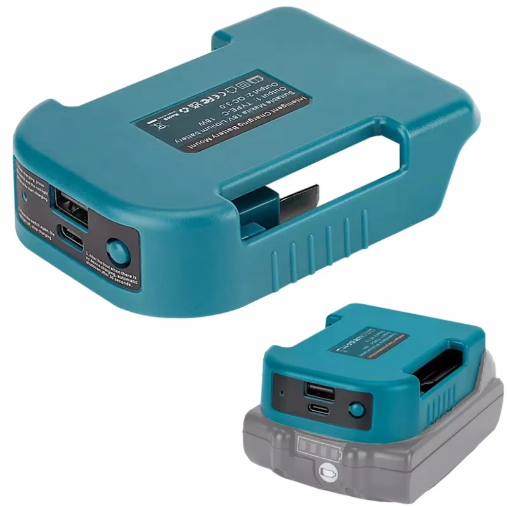 Hebilla de cinturón de soporte de batería con USB con tipo C para batería de iones de litio Makita de 18V BL1850 BL1860 adaptador de batería batería de carga rápida