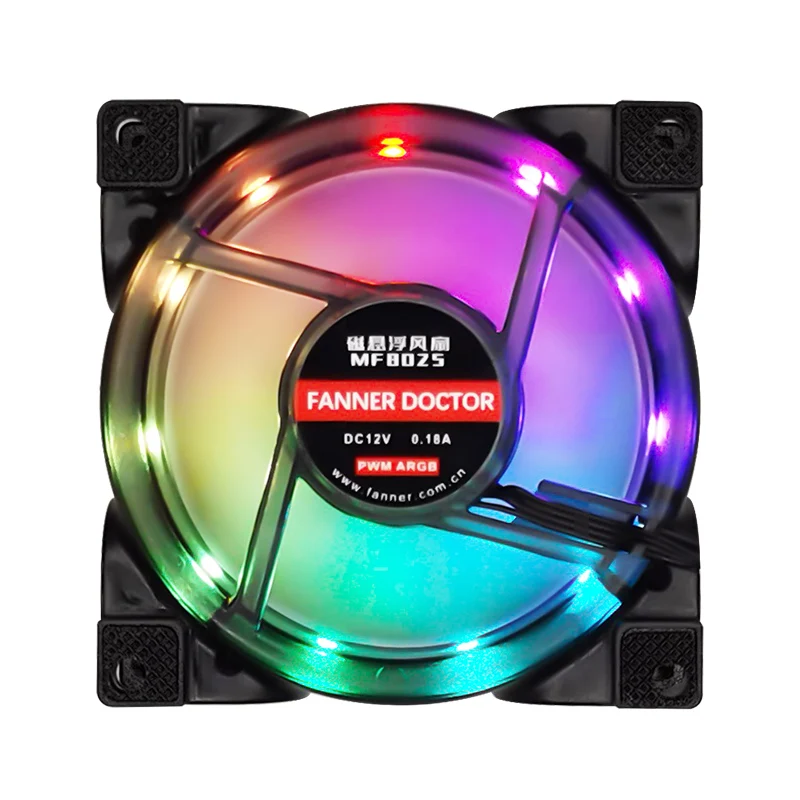 JUMPEAK 8025 80mm ventilador de la caja de la computadora rodamiento magnético ARGB síncrono 4PIN PWM 8cm Sistema de refrigeración de la PC Enfriador de CPU ventilador RGB - imagen 5