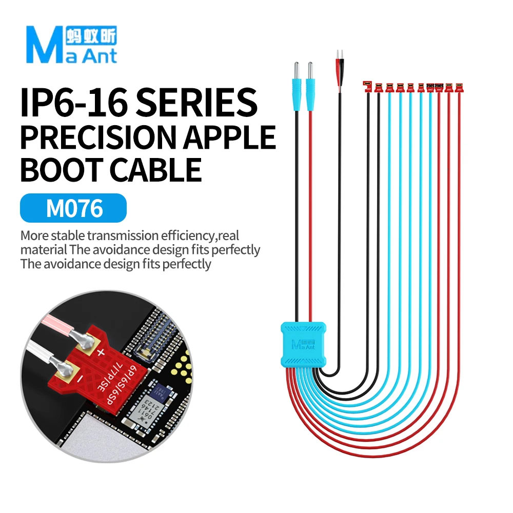 MaAnt M076 Cable de arranque Apple Diseño a juego para evitar el aire para IPhone Serie 6-16PM Reparación Fuente de alimentación Herramienta de cable de arranque de prueba