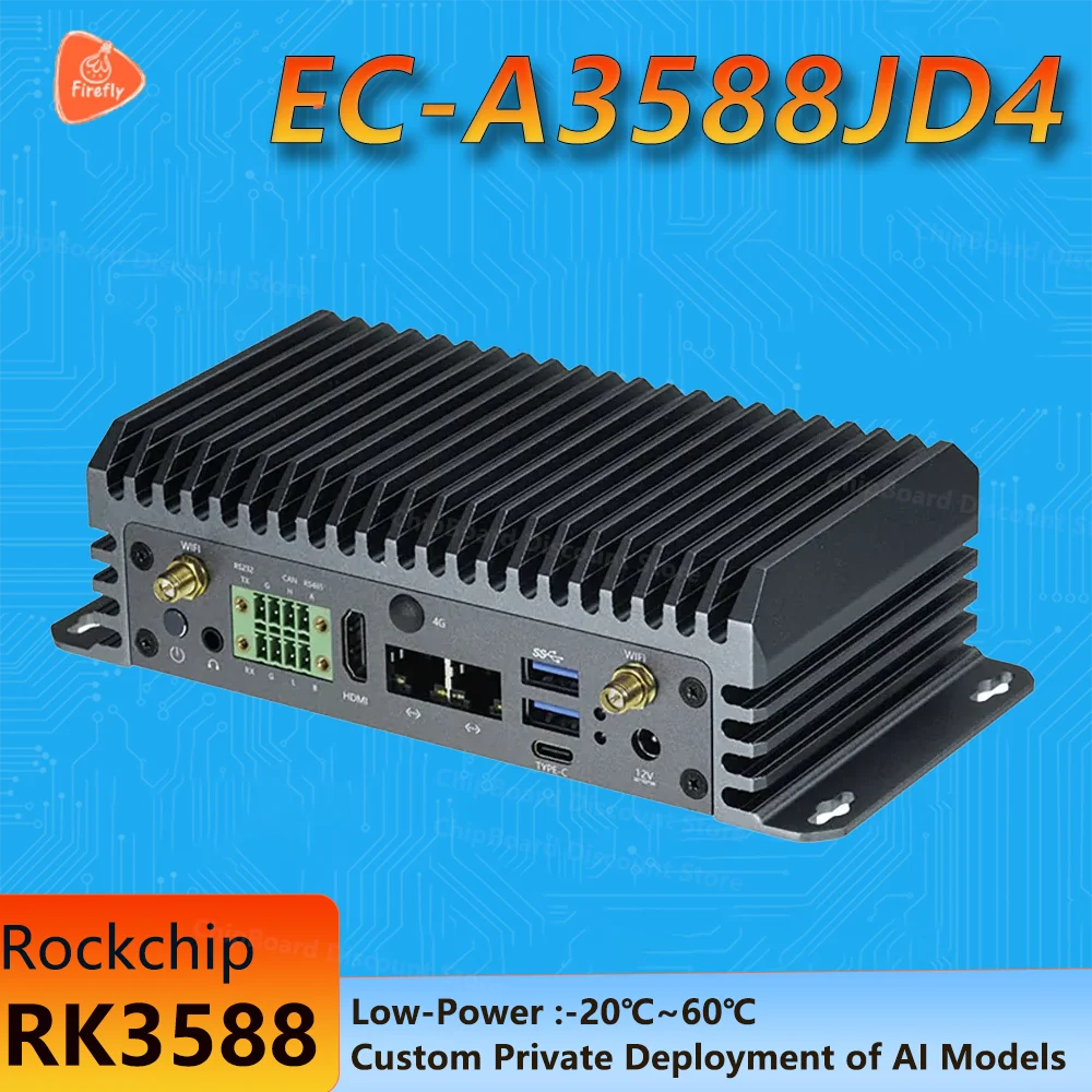 EC-A3588JD4 6TOPS AI Host modelo grande 8K decodificación computación de borde Ruixin Micro RK3588 AI ordenador 6 TOPS NPU 8K Android, sistema operativo Linux