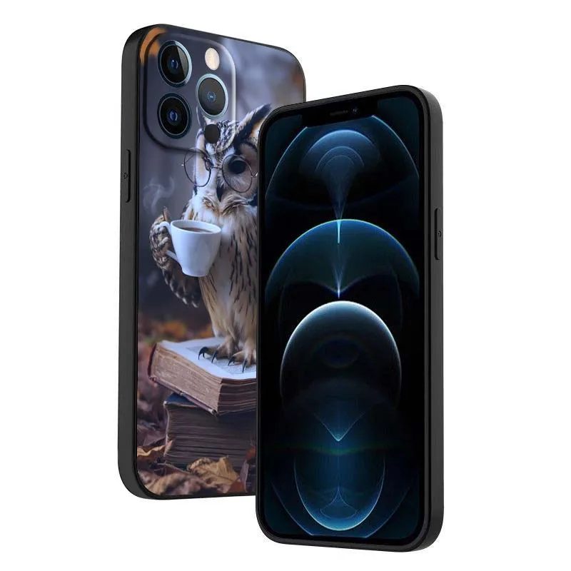 Funda mágica de búho artístico para Apple iPhone 12 11 8 7 6 6S XS XR X SE Mini Plus Pro Max funda de teléfono negra - imagen 5