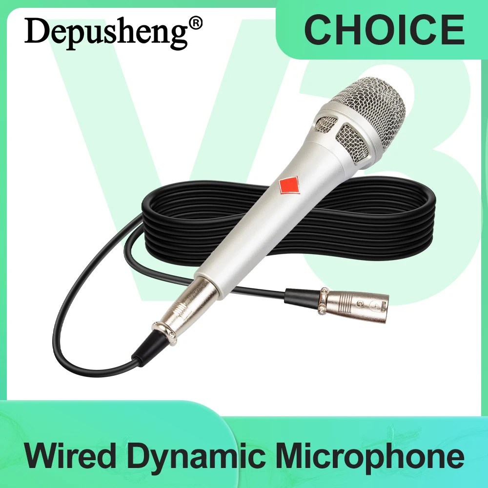 Depusheng V300 micrófono de cable micrófono de condensador Vocal con cable de mano micrófono de escenario para interfaz de Audio