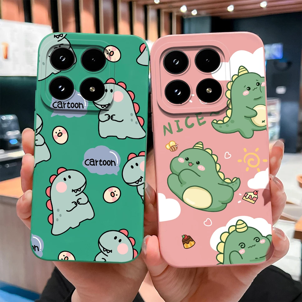 Para Xiaomi 17 Pro Max Funda de teléfono lindo dinosaurio dibujos animados suave silicona líquida anticaída contraportada para Xiaomi17 Funda ligera