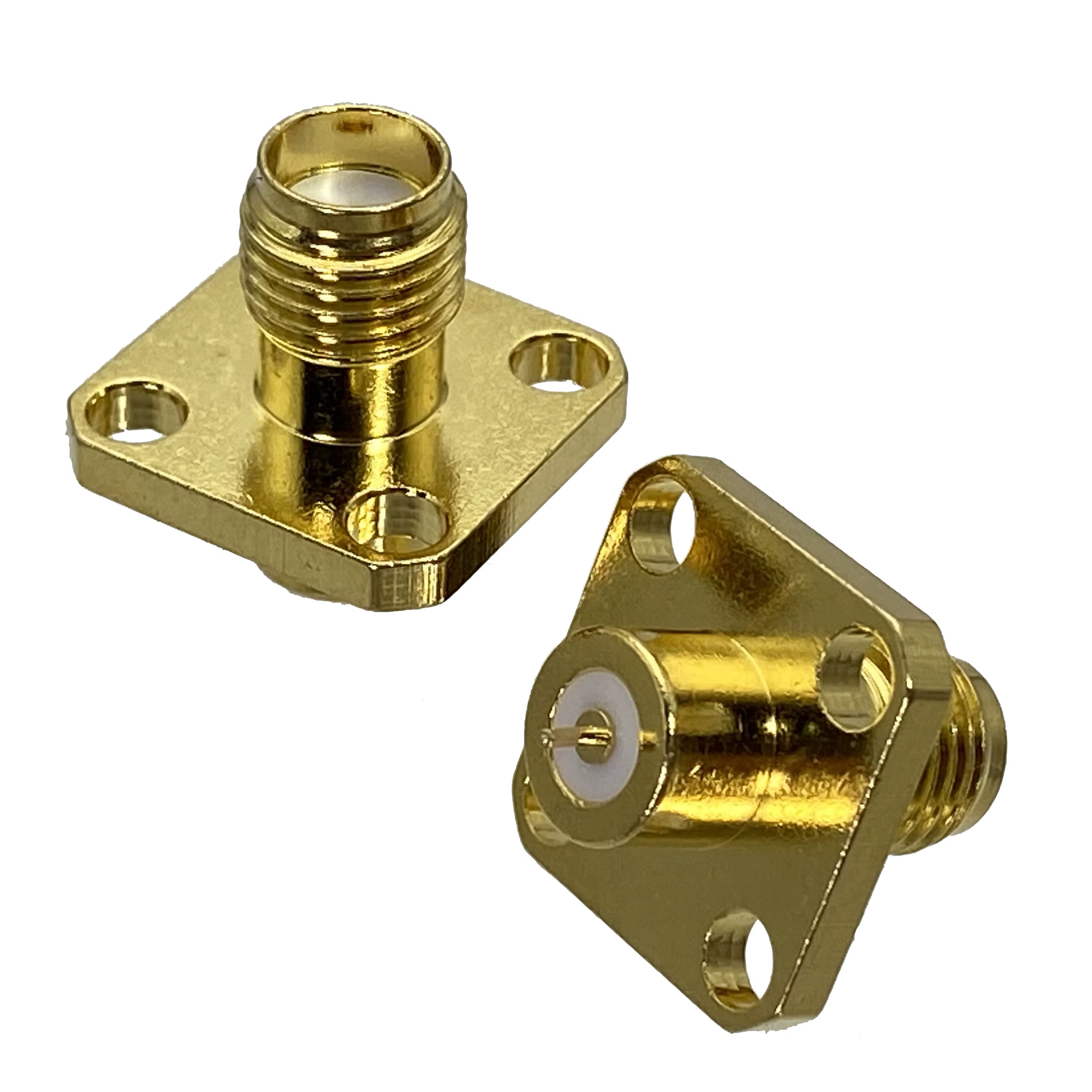 Conector SMA Hembra Panel 4 Agujeros – Adaptador RF Soldadura Coaxial