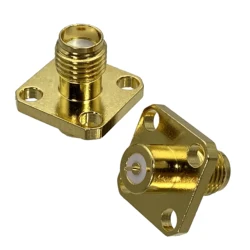 Conector SMA Hembra Panel 4 Agujeros – Adaptador RF Soldadura Coaxial