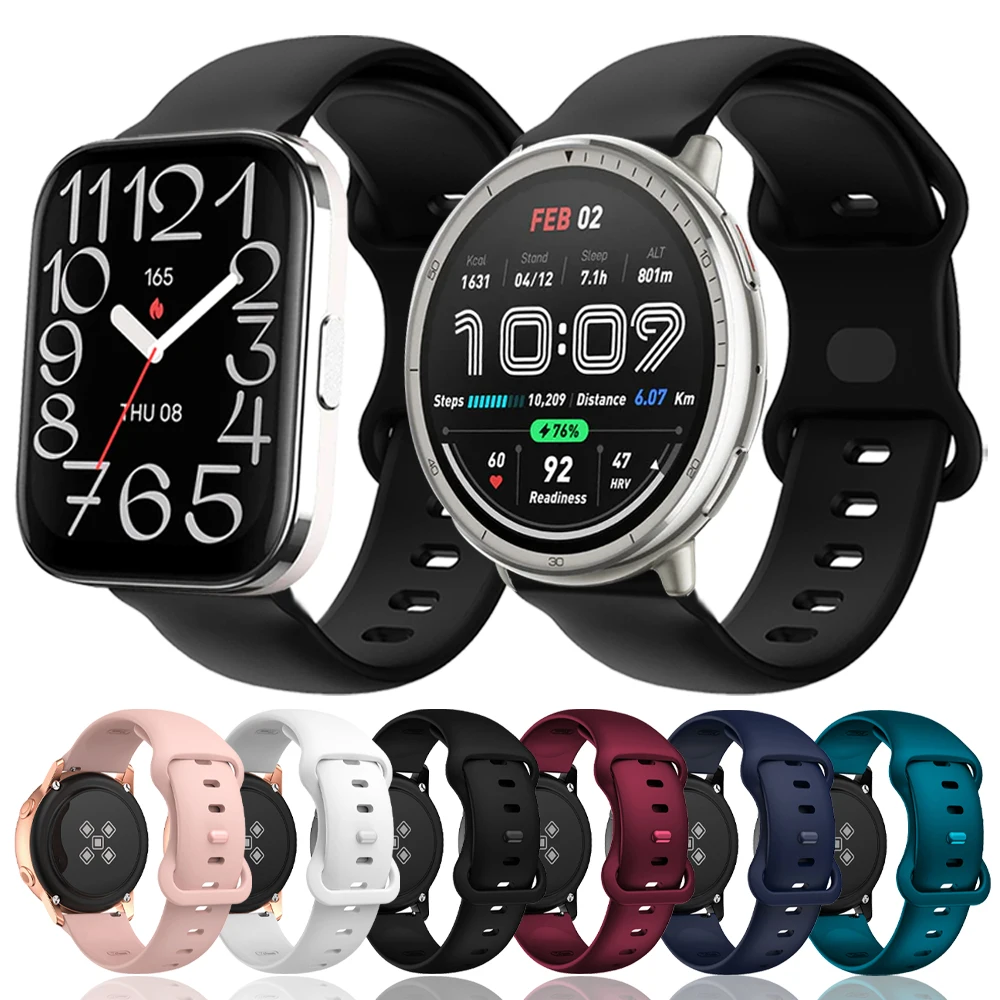 Pulsera de repuesto de silicona de 20/22mm para AMAZFIT BIP6 BIP 6 5 UNITY Stratos 3 Band Active 2 GTR 4/3/2/2E GTS 4 mini 3 correa de equilibrio - imagen 2