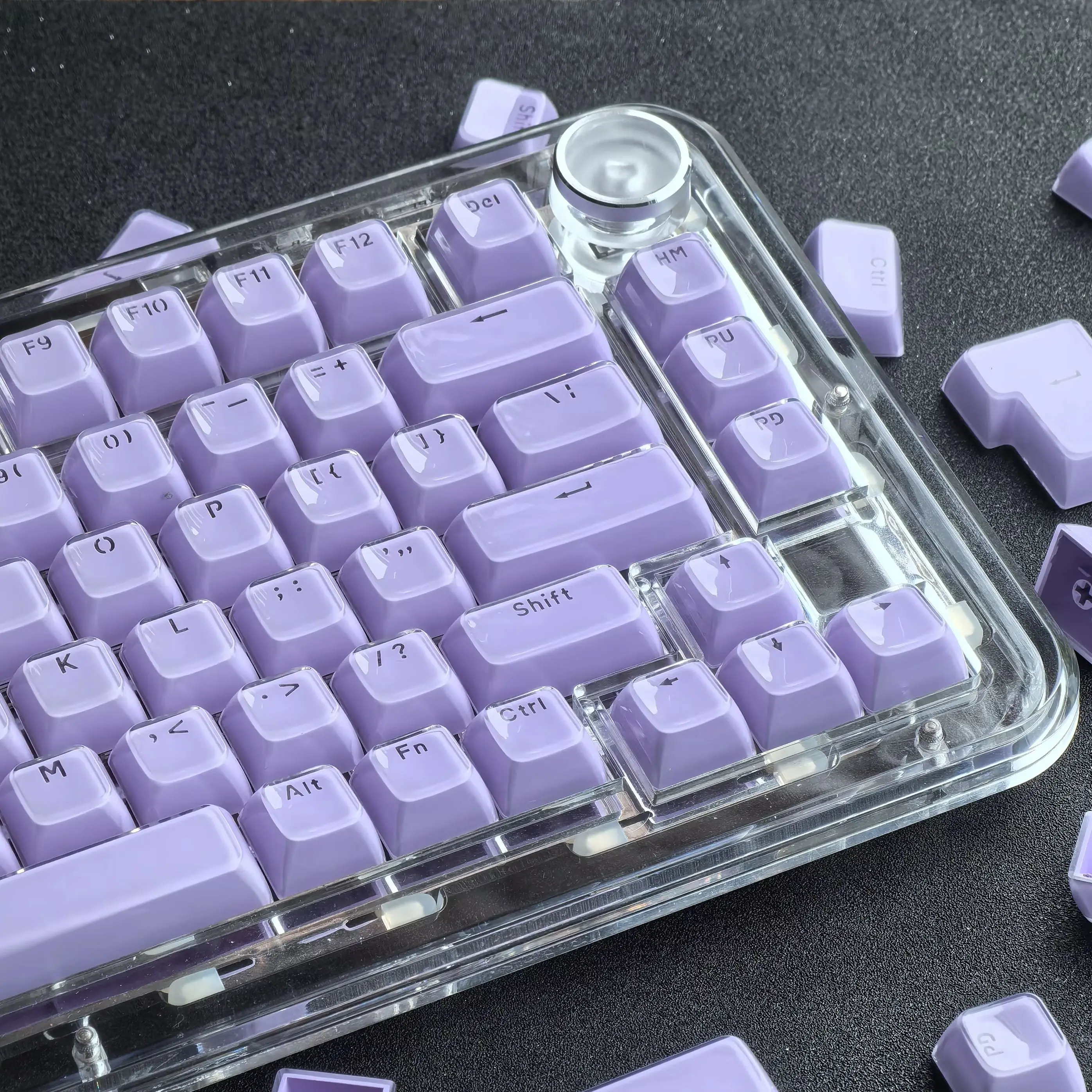 Jelly-teclas moradas claras con cristal grabado, 135 caracteres clave, transparente, Pc, Oem 2,25/2,75U, barra espacial, Alice Iso