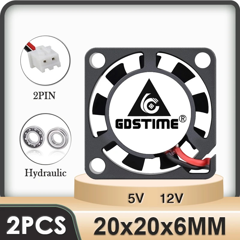 2 uds 80mm 80 20*20*6mm silencioso Mini ventilador 20mm hidráulica teniendo DC 5V 12V pruebas instrumento Sensor proyector ventilador de refrigeración