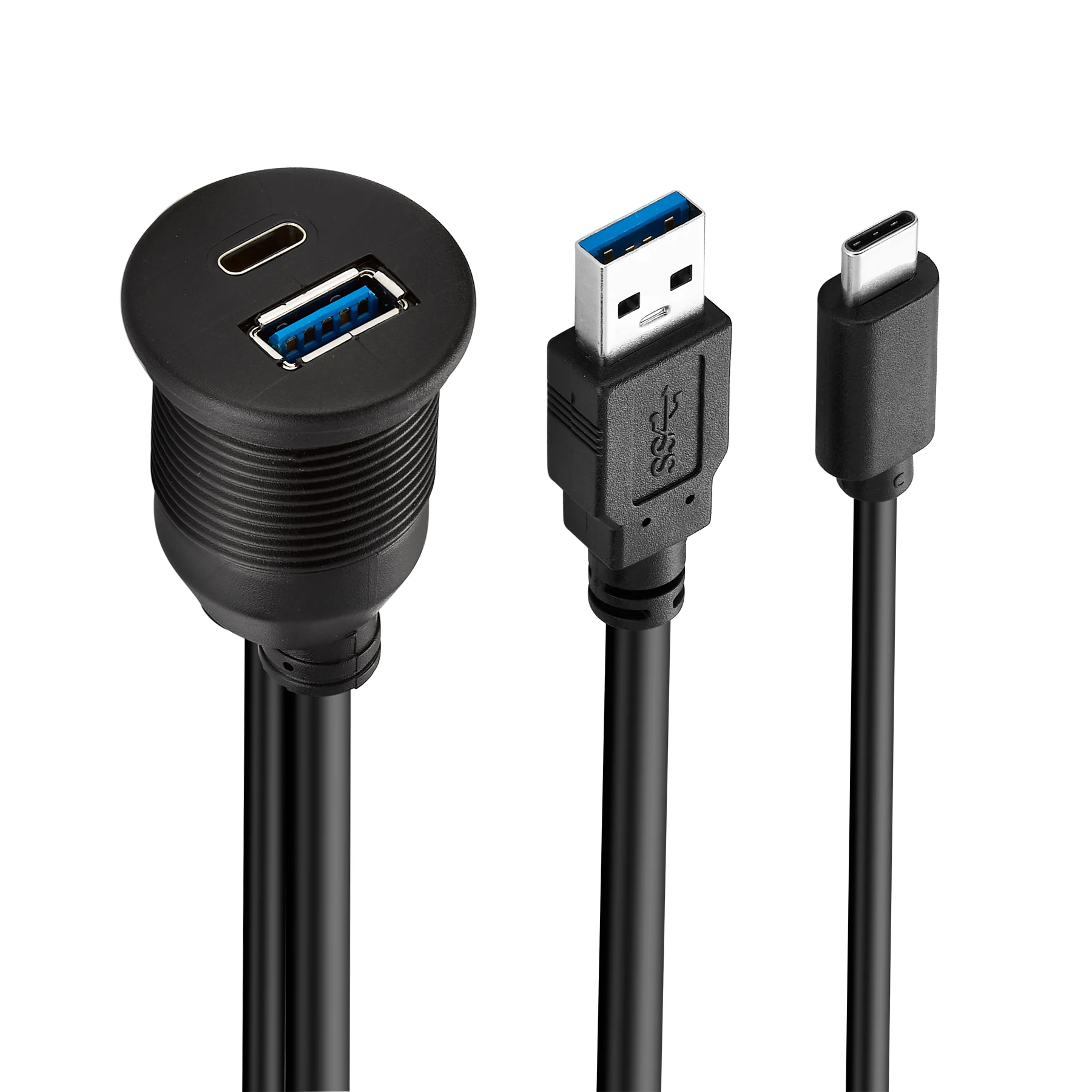 Bochara tipo C 3,1 3,0 + USB3.0 Cable de extensión macho a hembra Panel de montaje empotrado blindado para coche/barco - imagen 2