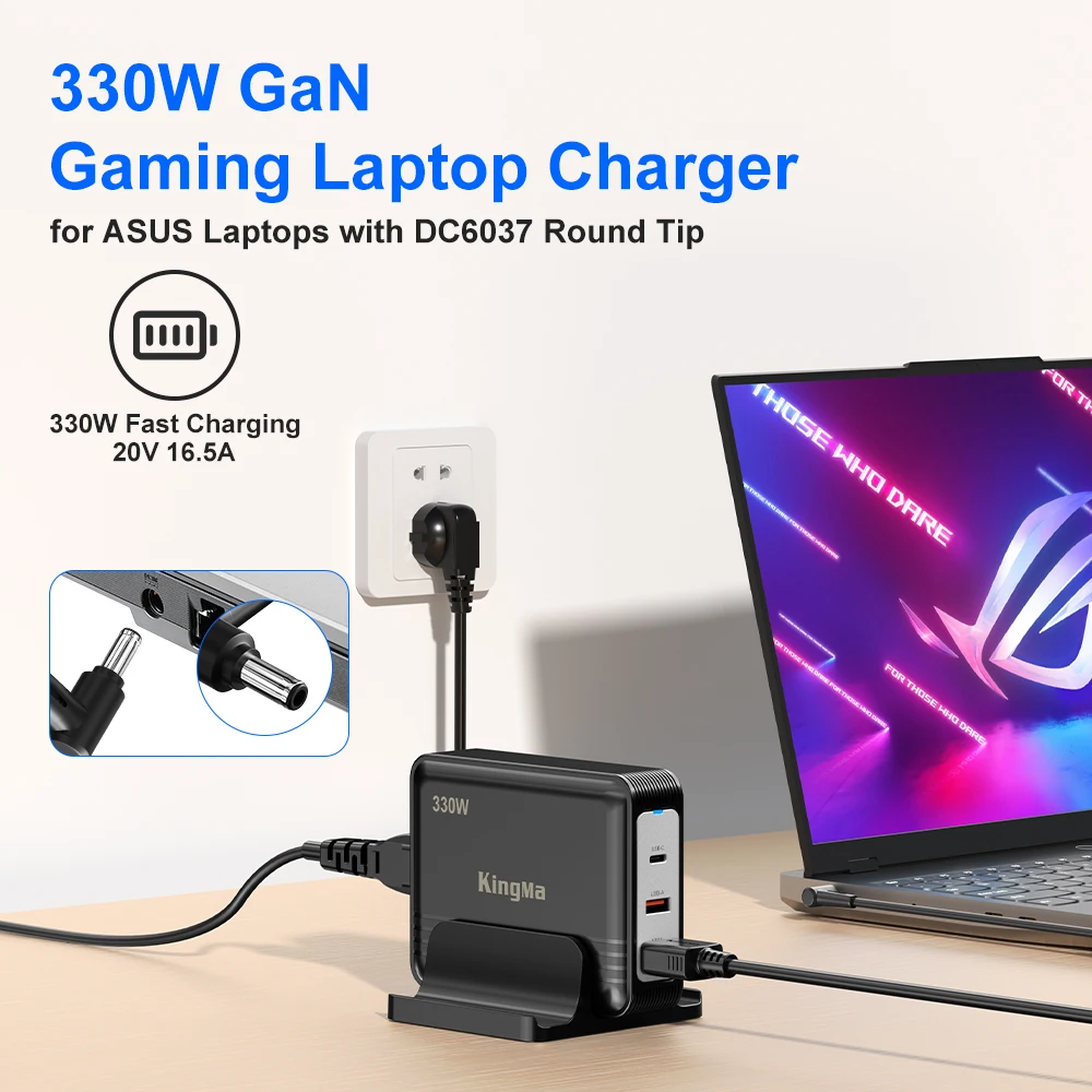 Adaptador GAN para cargador de ordenador portátil Asus, fuente de alimentación de 330W, 20V, 16.5A, 6,0x3,7mm, para ROG G614JZ, G634JY, G634JZ, G634JZR, G634JYR, G814JZ, G834JY - imagen 2