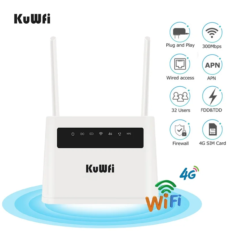 4G LTE Router High Speed Wireless WIFI Router CAT4 150Mbps Built-in Battery with RJ45 Lan Port and Sim Card Slot Support 32 User