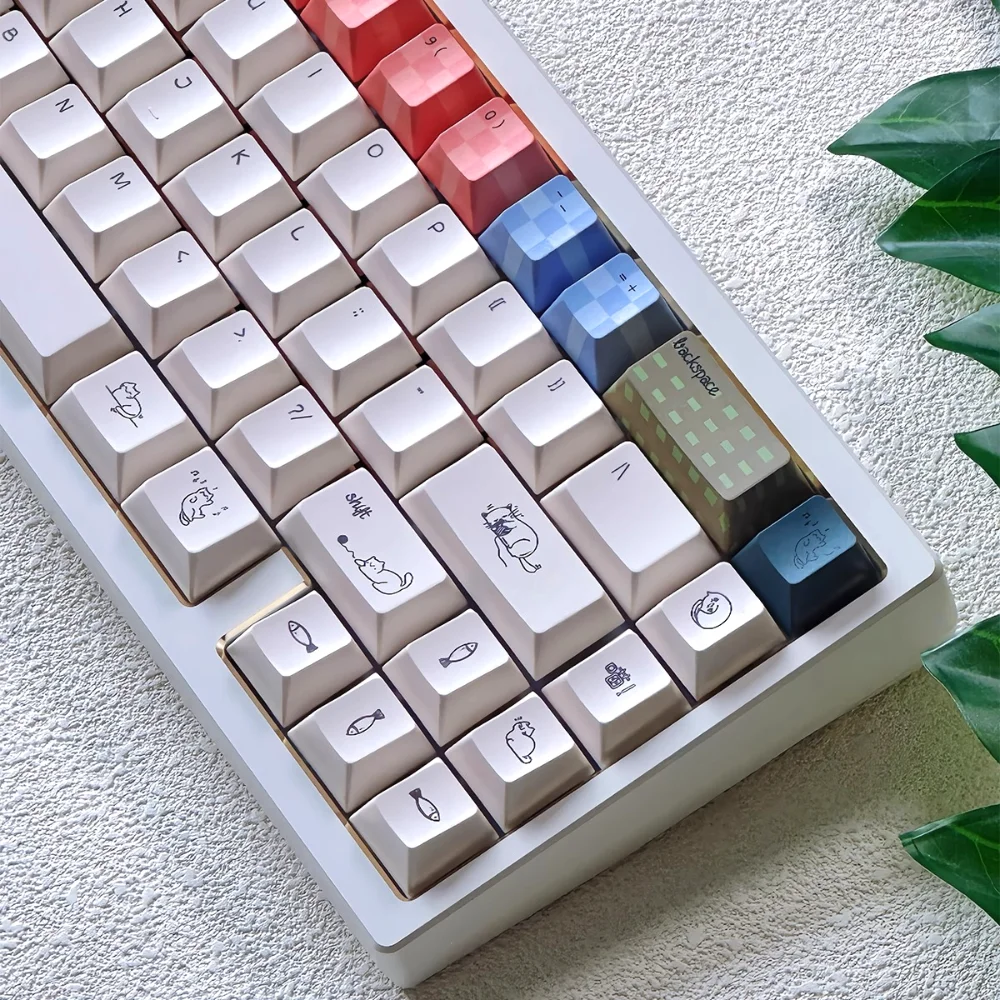 Juego de teclas Cat Whisper PBT, 163 teclas, juego grande, teclas de fuente pequeñas minimalistas y bonitas de cereza para teclados mecánicos MX Switch - imagen 5