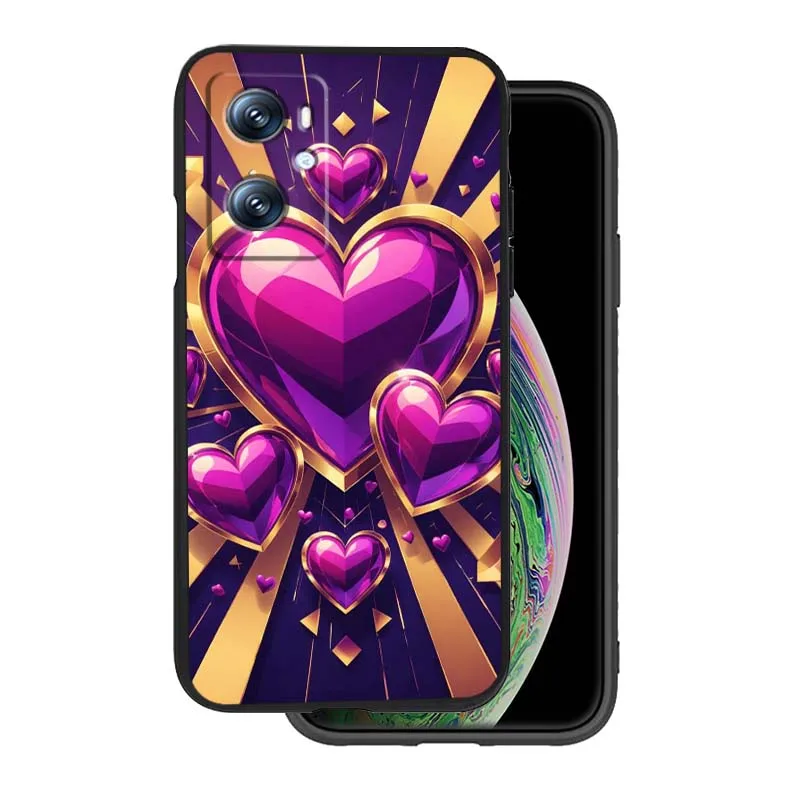 Funda de teléfono con corazón de amor de arte púrpura para OPPO Reno 7 A96 A40 A58 5 6 Realme GT A74 A78 Neo2 A74 A78 Find X5 X3 X7 X8 negro - imagen 4