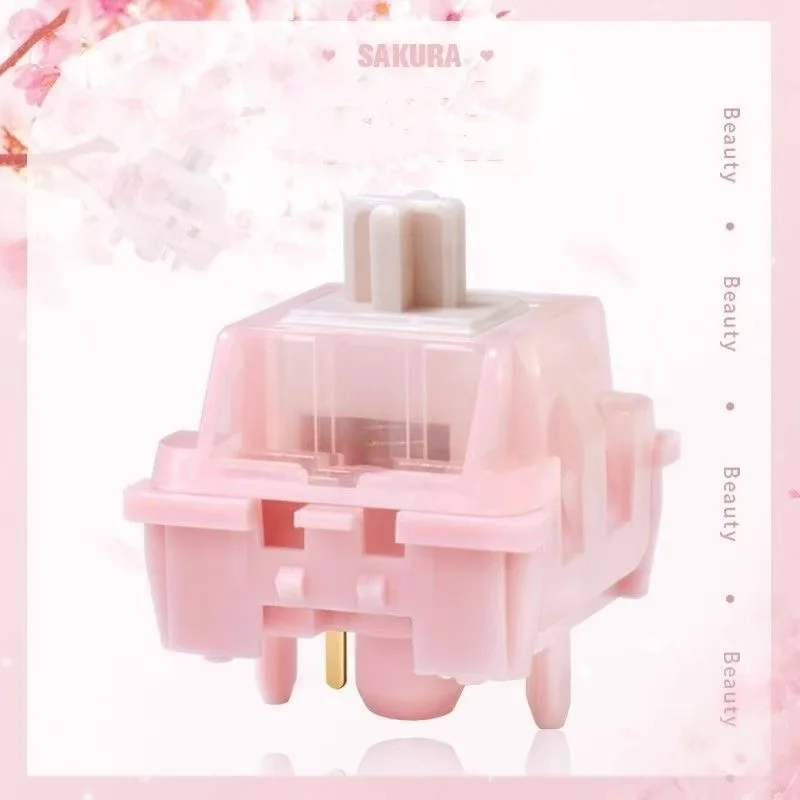 Interruptor Sakura de caída, interruptor lineal silencioso, prelubricado, intercambio en caliente de 5 pines, interruptor de teclado mecánico personalizado para juegos, teclado de oficina DIY - imagen 2