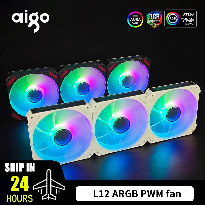 Aigo-Ventilador con cubierta de ordenador, sin conexión de cable, Ventoinha PC, Kit de ventilador Rgb de 120mm, Enfriador de CPU PWM de 4 pines, Ventilador de 3 pines y 5v - imagen 2