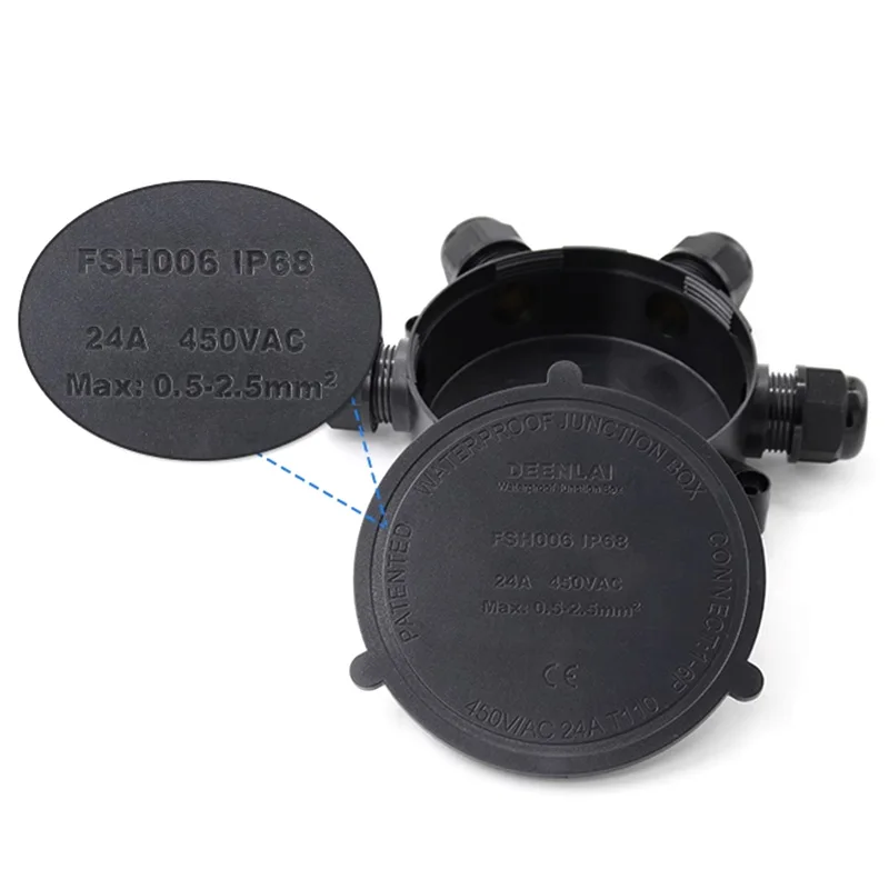 Caja de conexiones impermeable de 1-6 vías, 24A/450V, LED redondo para exteriores, 4-8mm de diámetro, terminales eléctricos externos de 2/3/4/5 vías IP68 - imagen 3