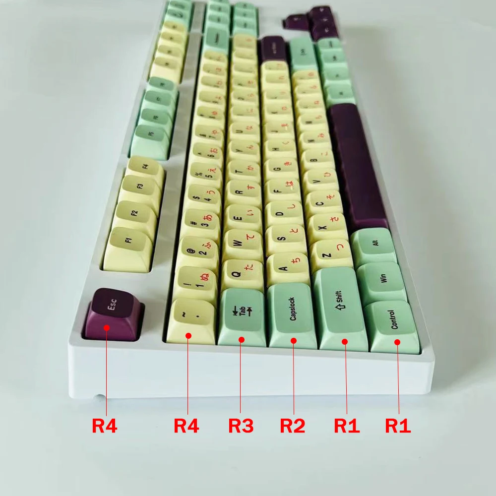 Juego de teclas de 113 teclas, color morado, verde y amarillo, perfil KDA, teclas de sublimación de tinte PBT para teclado mecánico Cherry MX Switch - imagen 2