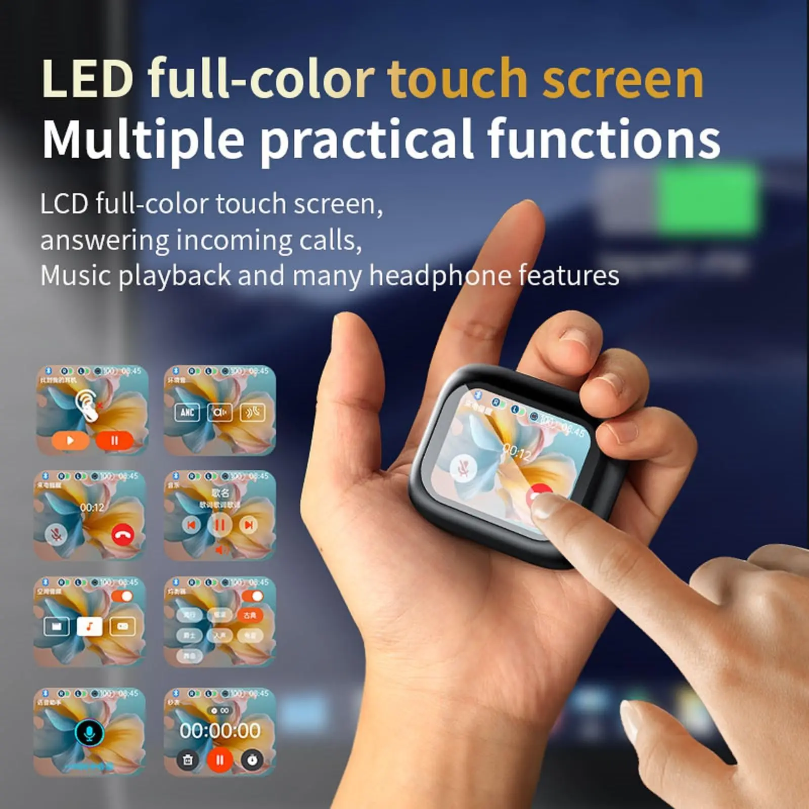 Auriculares Bluetooth M6 TWS ANC con pantalla táctil inteligente, auriculares de música con cancelación activa de ruido para IPad, teléfono y portátil - imagen 3