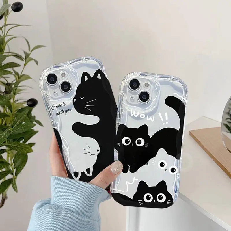 Funda de gato negro para Realme, cubierta de onda para C55, C67, C35, C33, C21Y, C25Y, C30, C30S, C21, C11, 2021, C20, C15, C12, 8, 12, 5G, 10, 11, 12 Pro Plus - imagen 2