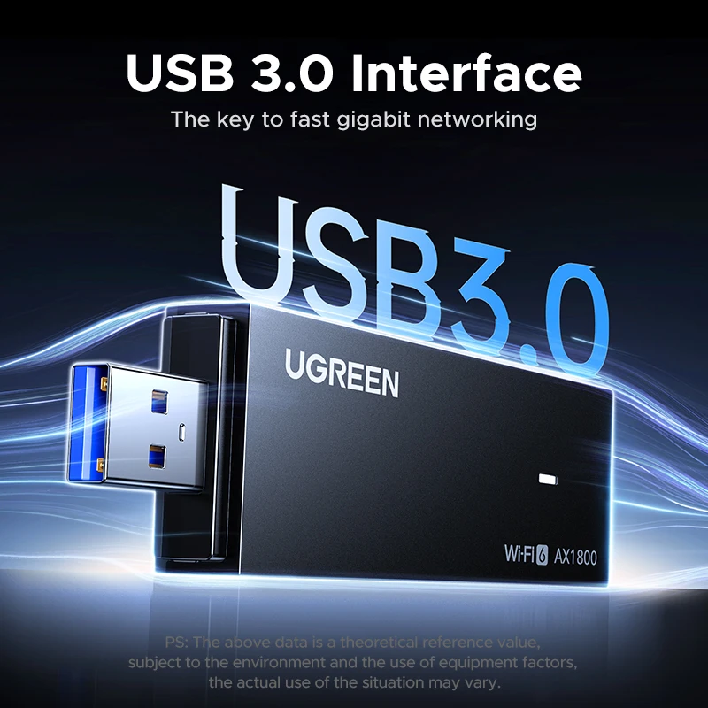 UGREEN-Adaptador WiFi AX1800 WiFi6, 5G y 2,4G, USB 3,0 de doble banda, WiFi para PC, portátil, antena Wifi, receptor USB Ethernet, tarjeta de red - imagen 3