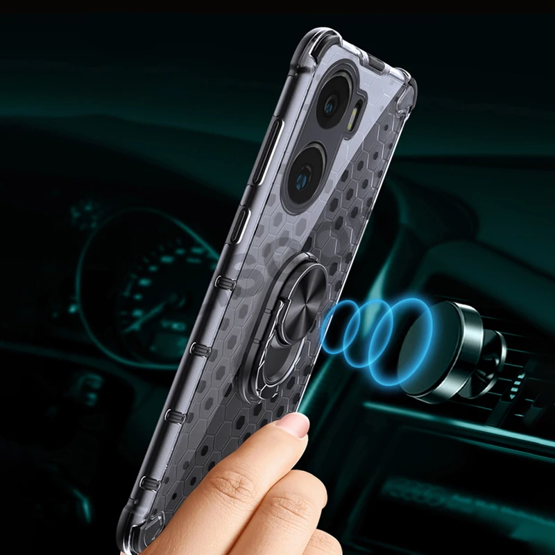 Capa para POCO X7 Pro Funda con textura de panal soporte de anillo transparente 2 en 1 Funda de protección completa para Xiaomi POCO X7 Pro 5G Funda - imagen 3