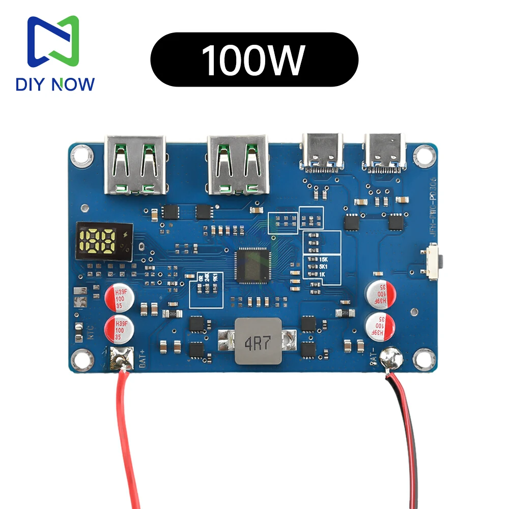 Módulo de carga rápida bidireccional de 100W PD QC power bank módulo de energía móvil 2-6S protección de batería de litio placa base compatible con MPPT