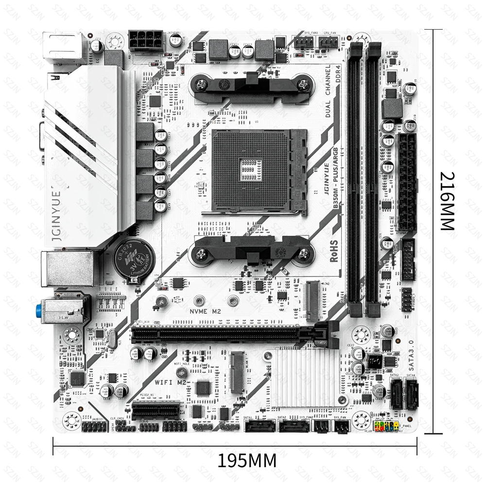 Juego de placa base JGINYUE B350M con enfriador de CPU AMD Ryzen 3/5/7, DDR4, RAM de doble canal, compatible con M.2 NVME ARGB, Kit de juegos de ordenador - imagen 4