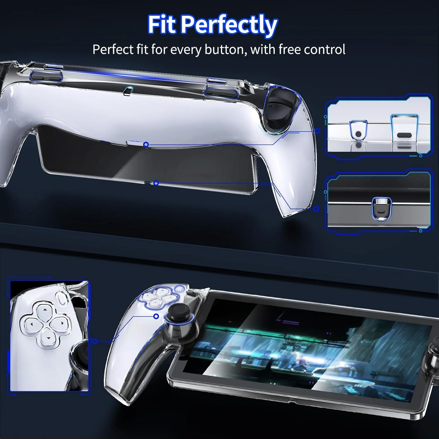 Funda protectora de cristal para PlayStation Portal, accesorios, funda protectora transparente para PC, funda protectora para reproductor remoto PS Portal - imagen 5