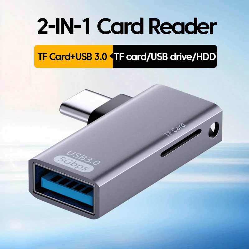 Lector de tarjetas 2 en 1, unidad Flash USB, lectura rápida, tarjeta de memoria TF tipo C a TF, adaptador de lector de tarjetas USB3.0 para iphone 15 16 PC y portátil