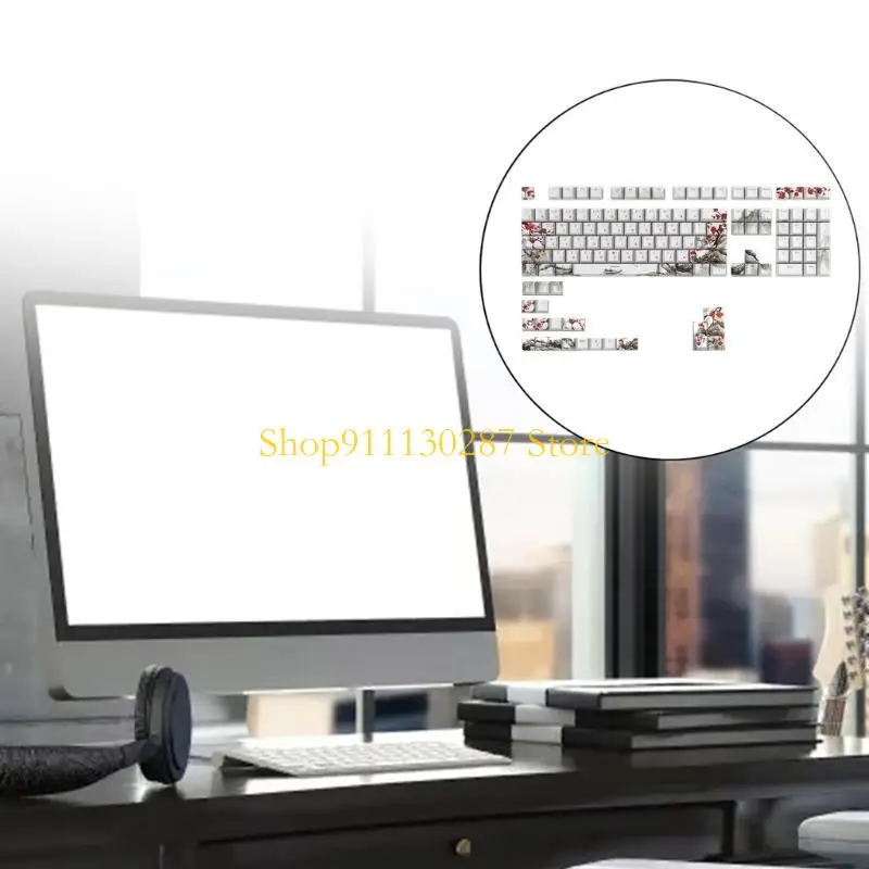 J1HC KeyCaps Russian Korean Japanese Plum flor para teclados mecánicos KeyCaps - imagen 4