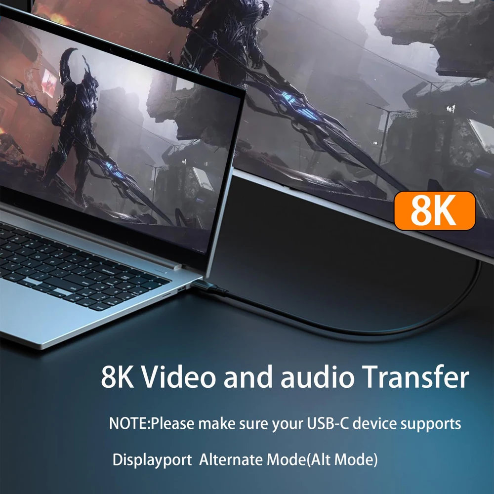 Cable PD 100W USB tipo C para Macbook iPad iPhone 15 Pro Max USB 3,2 tipo C Gen2 20Gbps 8K @ 60Hz Cable de datos de vídeo para TV PC - imagen 4