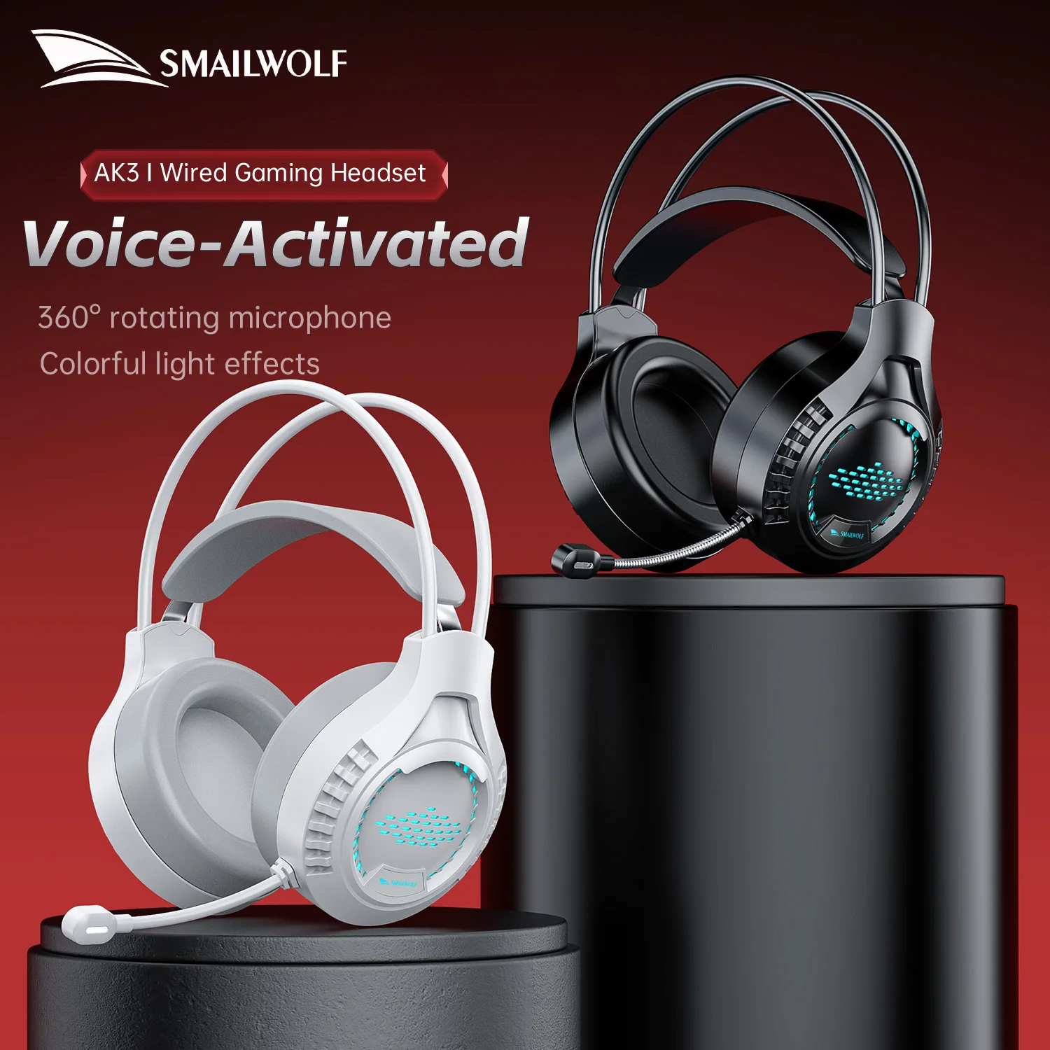SMAIKLWOLF AK3 Auriculares para juegos de deportes electrónicos montados en la cabeza Auriculares con iluminación RGB con cable Auriculares para juegos de escritorio para computadora portátil - imagen 4